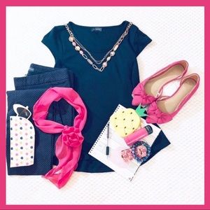 The Limited Navy Peplum Top
